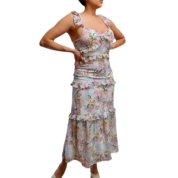 Few Moda o.p.t. Ingrid Dress-Floral Multi Midaxi Dress/M - Picture 9 of 9